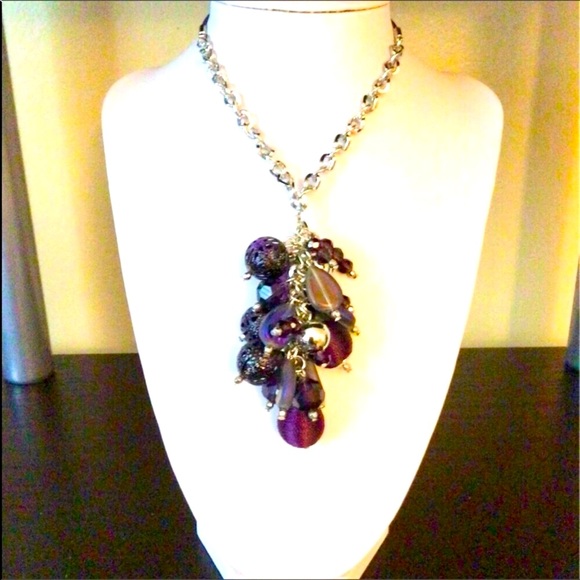 NWfT. Firstmeet. Purple Silver Long Necklace. - Picture 1 of 7